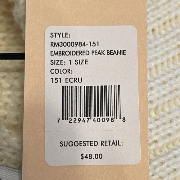 REBECCA MINKOFF Embroidered Peak Beanie in Ecru main image 7